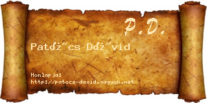 Patócs Dávid névjegykártya